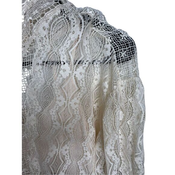 Free People Cream Half Sleeve Lace Mini Dress With Open Back - Picture 3 of 6